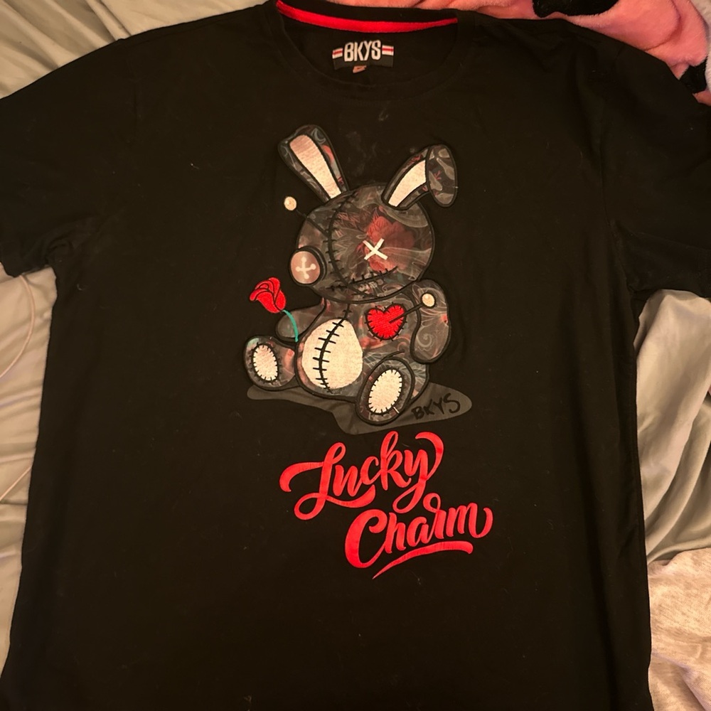 Black Short Sleeve Tee with Vintage Bunny Graphic